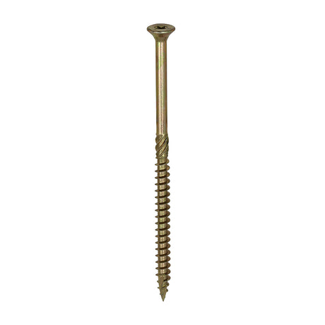 This is an image showing TIMCO C2 Clamp-Fix - TX - Double Countersunk with Ribs - Twin-Cut - Yellow - 8.0 x 150 - 50 Pieces Box available from T.H Wiggans Ironmongery in Kendal, quick delivery at discounted prices.