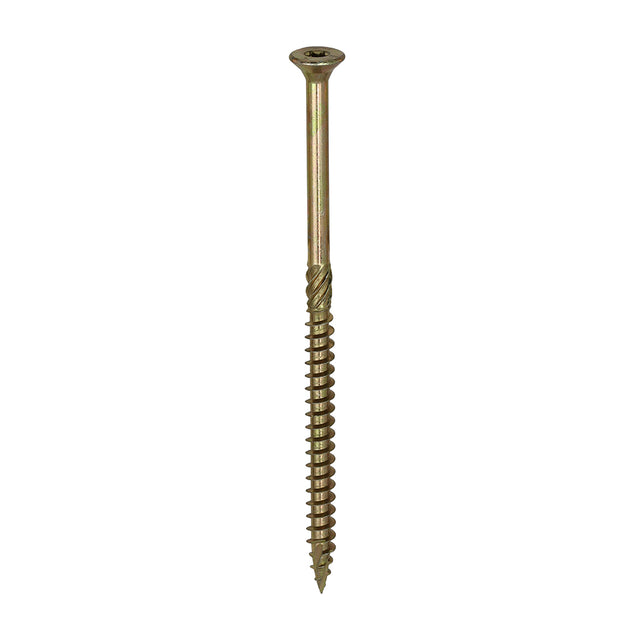 This is an image showing TIMCO C2 Clamp-Fix - TX - Double Countersunk with Ribs - Twin-Cut - Yellow - 8.0 x 150 - 50 Pieces Box available from T.H Wiggans Ironmongery in Kendal, quick delivery at discounted prices.