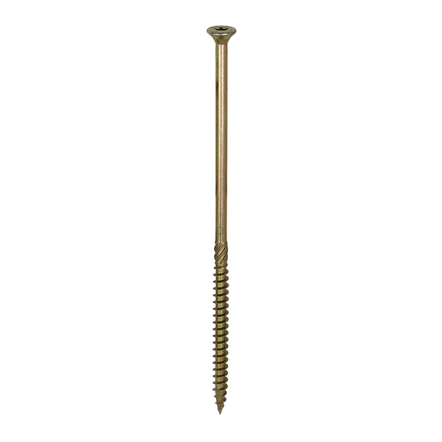 This is an image showing TIMCO C2 Clamp-Fix - TX - Double Countersunk with Ribs - Twin-Cut - Yellow - 8.0 x 200 - 50 Pieces Box available from T.H Wiggans Ironmongery in Kendal, quick delivery at discounted prices.