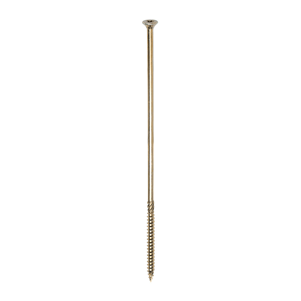 This is an image showing TIMCO C2 Clamp-Fix - TX - Double Countersunk with Ribs - Twin-Cut - Yellow - 8.0 x 275 - 25 Pieces Box available from T.H Wiggans Ironmongery in Kendal, quick delivery at discounted prices.
