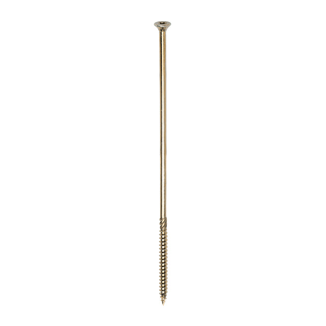 This is an image showing TIMCO C2 Clamp-Fix - TX - Double Countersunk with Ribs - Twin-Cut - Yellow - 8.0 x 275 - 25 Pieces Box available from T.H Wiggans Ironmongery in Kendal, quick delivery at discounted prices.