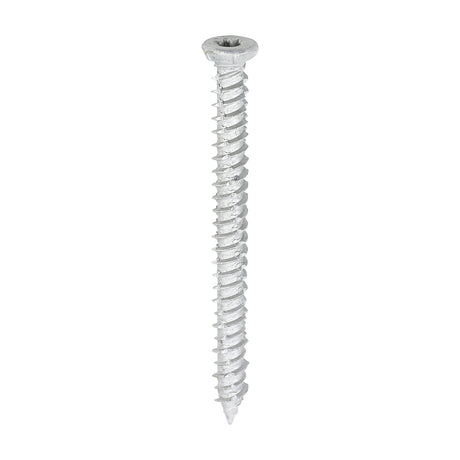 This is an image showing TIMCO Concrete Screw - TX - Flat Countersunk - Exterior - Silver - 7.5 x 80 - 100 Pieces Box available from T.H Wiggans Ironmongery in Kendal, quick delivery at discounted prices.