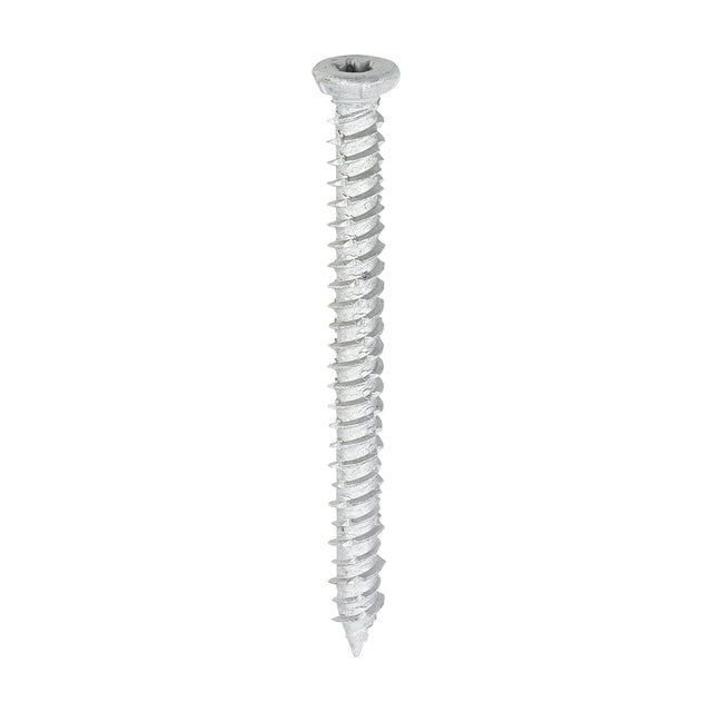This is an image showing TIMCO Concrete Screw - TX - Flat Countersunk - Exterior - Silver - 7.5 x 80 - 100 Pieces Box available from T.H Wiggans Ironmongery in Kendal, quick delivery at discounted prices.