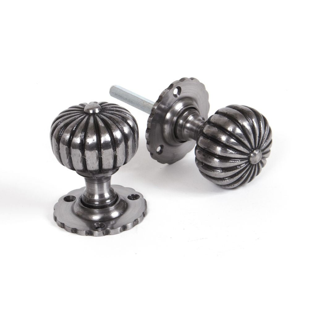 This is an image of From The Anvil - Natural Smooth Flower Mortice Knob Set available to order from T.H Wiggans Architectural Ironmongery in Kendal, quick delivery and discounted prices.