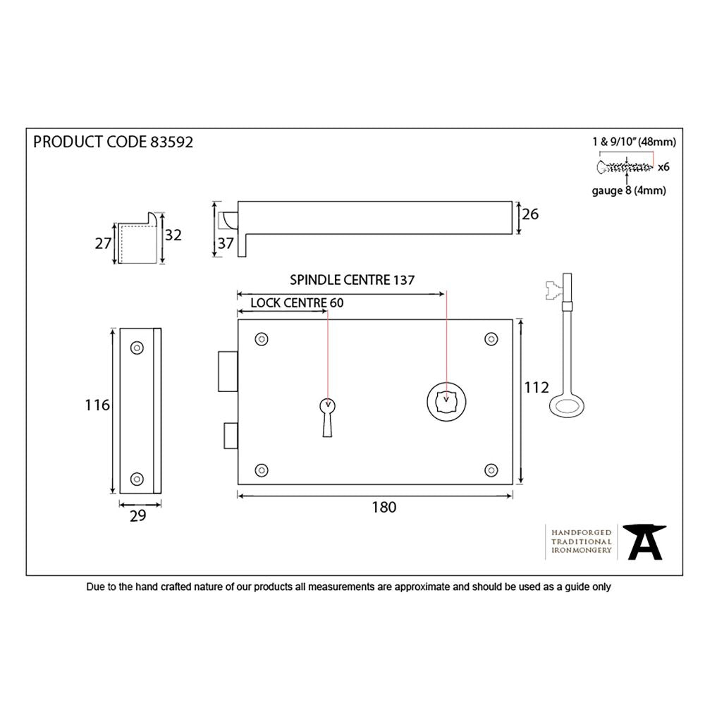 This is an image showing From The Anvil - Iron Right Hand Rim Lock - Large available from T.H Wiggans Architectural Ironmongery in Kendal, quick delivery and discounted prices