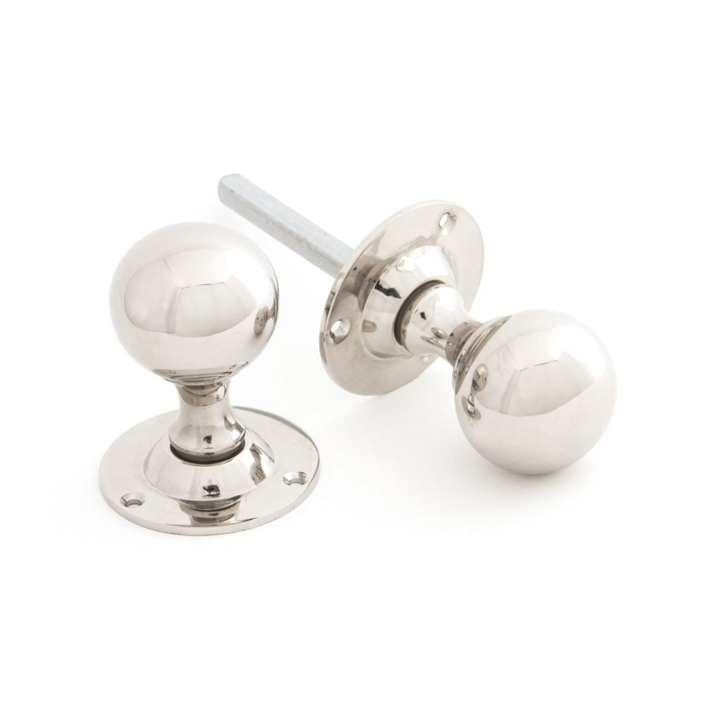 This is an image of From The Anvil - Polished Nickel Ball Mortice Knob Set available to order from T.H Wiggans Architectural Ironmongery in Kendal, quick delivery and discounted prices.