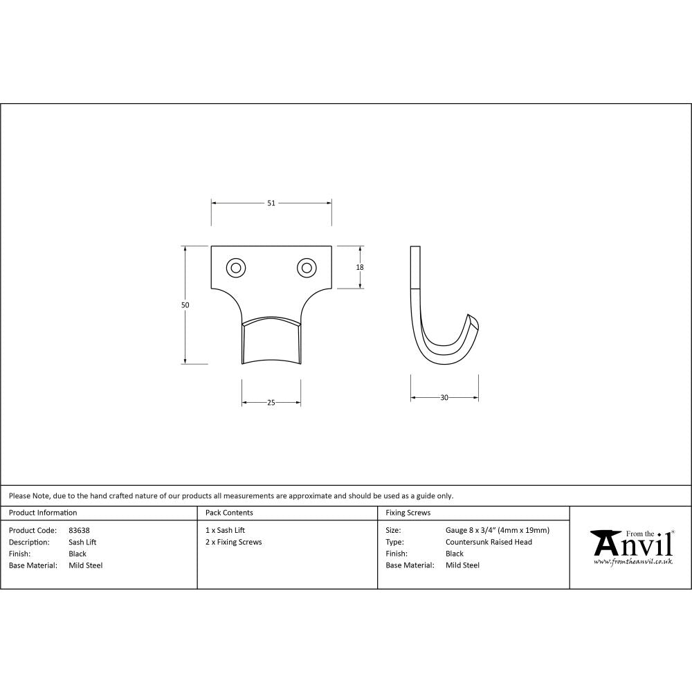 This is an image showing From The Anvil - Black Sash Lift available from T.H Wiggans Architectural Ironmongery in Kendal, quick delivery and discounted prices