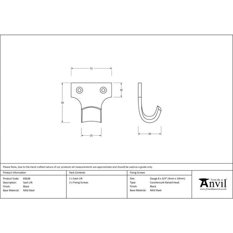 This is an image showing From The Anvil - Black Sash Lift available from T.H Wiggans Architectural Ironmongery in Kendal, quick delivery and discounted prices