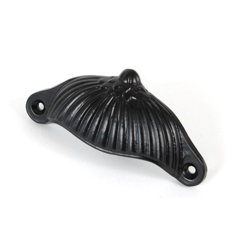 This is an image showing From The Anvil - Black 4" Flower Drawer Pull available from T.H Wiggans Architectural Ironmongery in Kendal, quick delivery and discounted prices