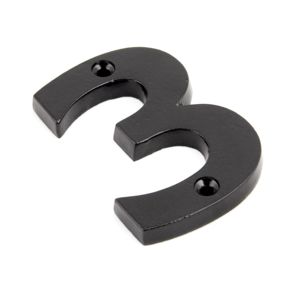 This is an image of From The Anvil - Black Numeral 3 available to order from T.H Wiggans Architectural Ironmongery in Kendal, quick delivery and discounted prices.