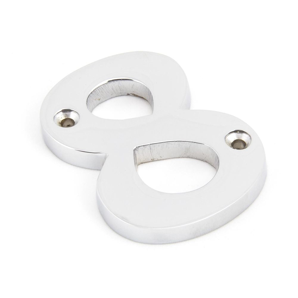 This is an image of From The Anvil - Polished Chrome Numeral 8 available to order from T.H Wiggans Architectural Ironmongery in Kendal, quick delivery and discounted prices.