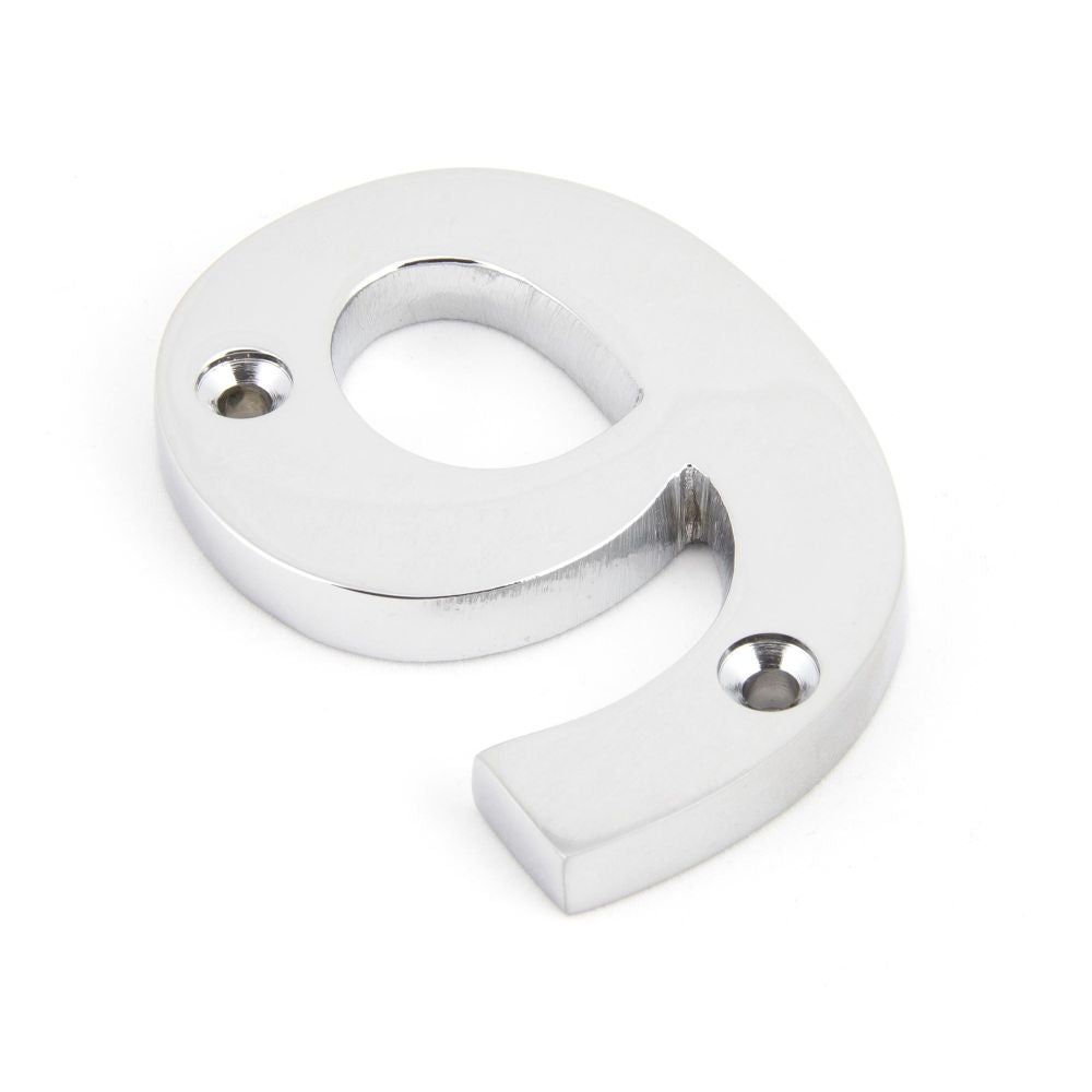 This is an image of From The Anvil - Polished Chrome Numeral 9 available to order from T.H Wiggans Architectural Ironmongery in Kendal, quick delivery and discounted prices.