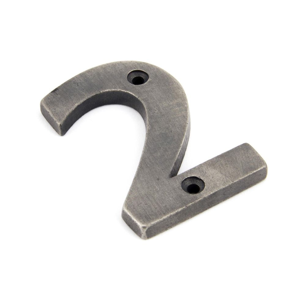 This is an image of From The Anvil - Antique Pewter Numeral 2 available to order from T.H Wiggans Architectural Ironmongery in Kendal, quick delivery and discounted prices.