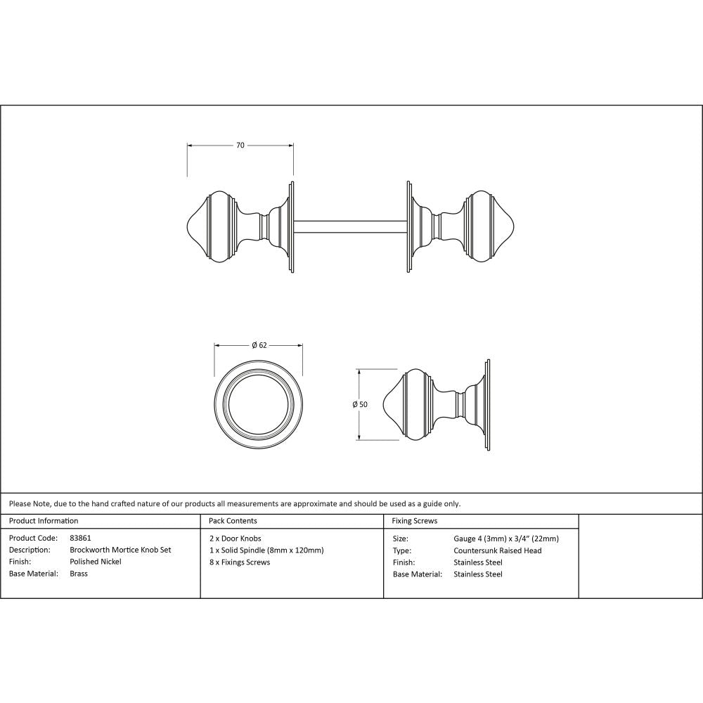 This is an image showing From The Anvil - Polished Nickel Brockworth Mortice Knob Set available from trade door handles, quick delivery and discounted prices