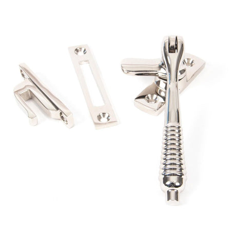 This is an image showing From The Anvil - Polished Nickel Locking Reeded Fastener available from T.H Wiggans Architectural Ironmongery in Kendal, quick delivery and discounted prices