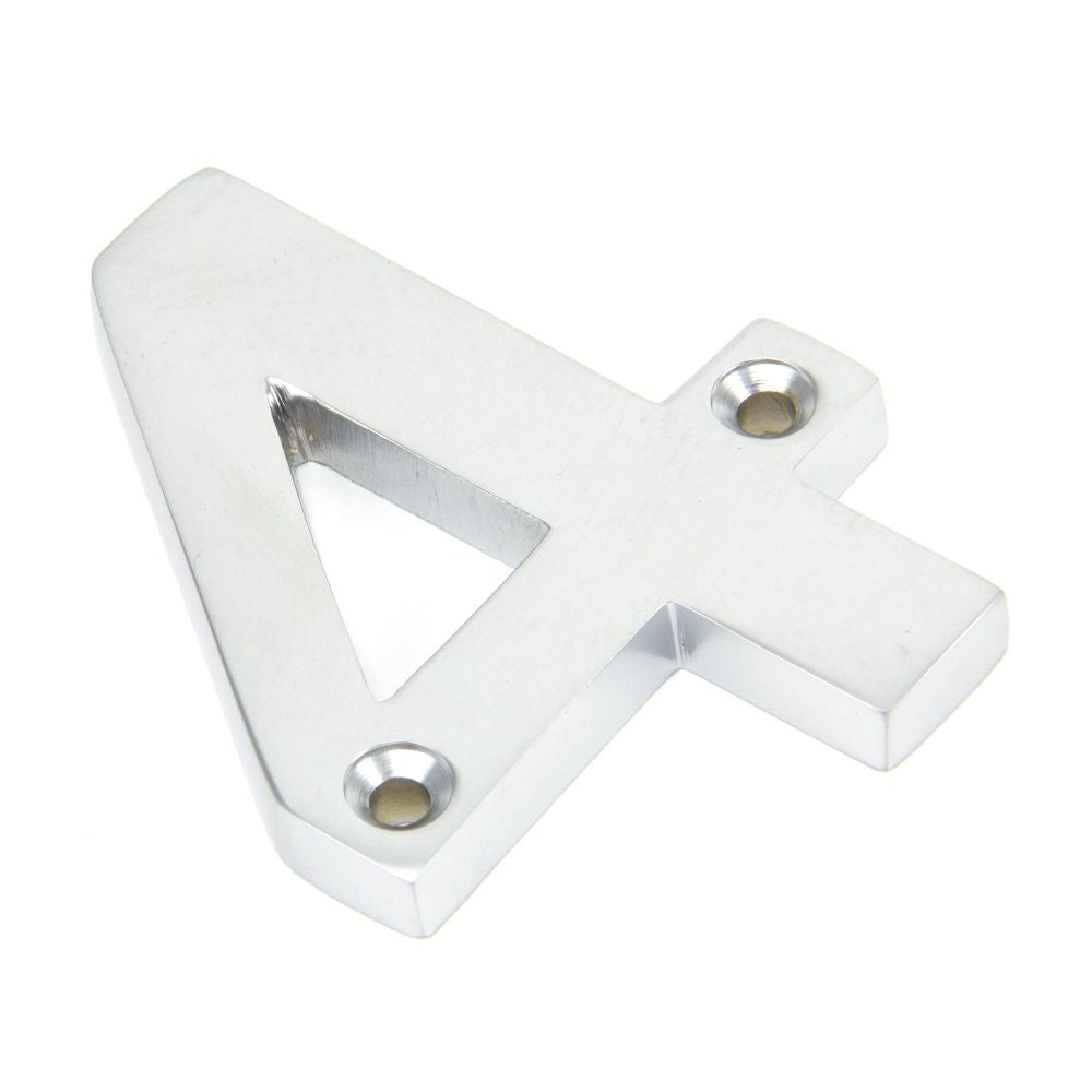 This is an image of From The Anvil - Satin Chrome Numeral 4 available to order from T.H Wiggans Architectural Ironmongery in Kendal, quick delivery and discounted prices.