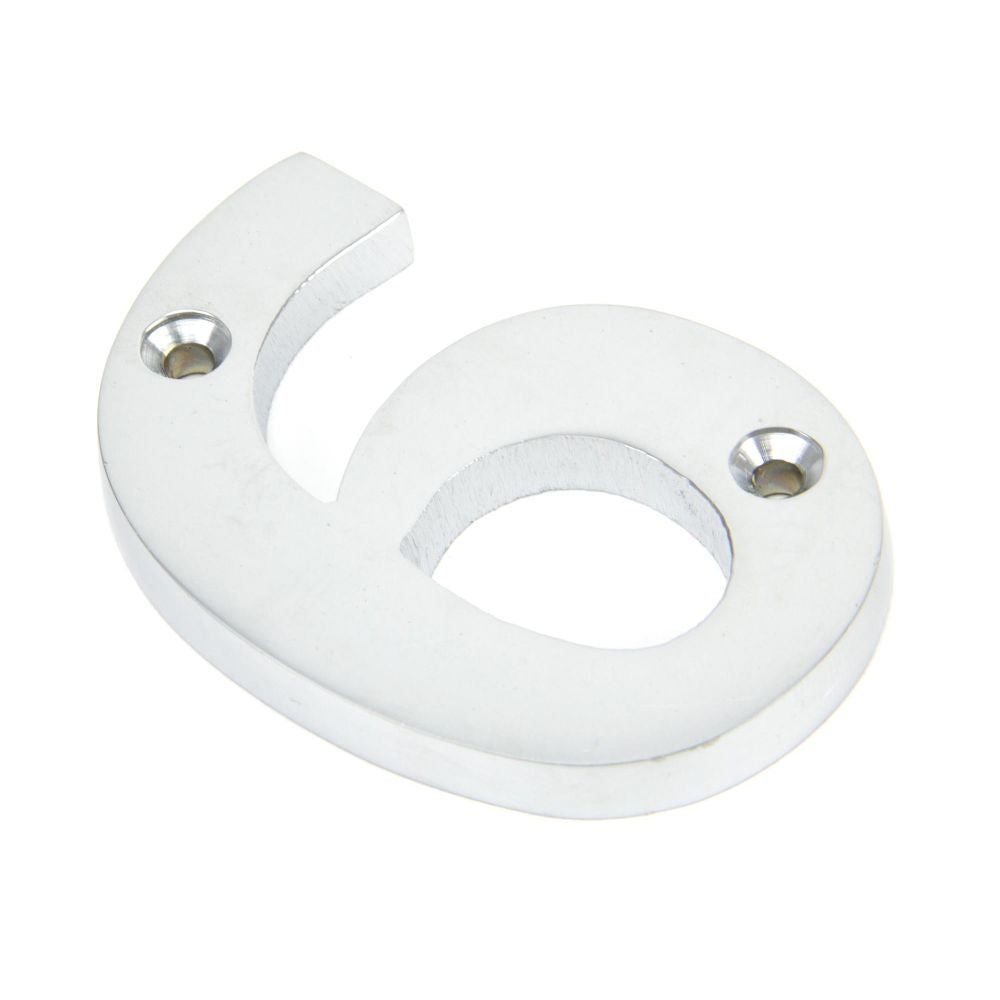 This is an image of From The Anvil - Satin Chrome Numeral 6 available to order from T.H Wiggans Architectural Ironmongery in Kendal, quick delivery and discounted prices.