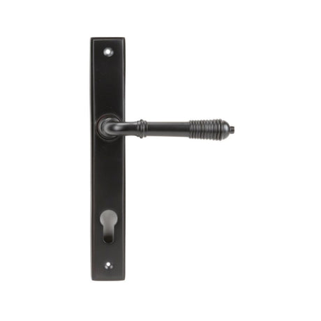 This is an image of From The Anvil - Aged Bronze Reeded Slimline Lever Espag. Lock Set available to order from T.H Wiggans Architectural Ironmongery in Kendal, quick delivery and discounted prices.