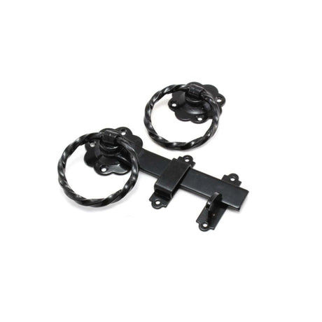 This is an image of Spira Brass - Ring Gate Latch - Twisted Black available to order from T.H Wiggans Architectural Ironmongery in Kendal, quick delivery and discounted prices.
