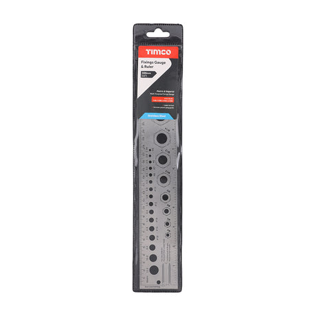 This is an image showing TIMCO Fixings Gauge and Ruler - 300mm - 1 Each Wallet available from T.H Wiggans Ironmongery in Kendal, quick delivery at discounted prices.