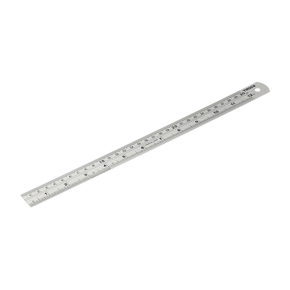 This is an image showing TIMCO Steel Ruler - 300mm - 1 Each Wallet available from T.H Wiggans Ironmongery in Kendal, quick delivery at discounted prices.