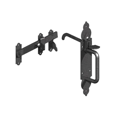 This is an image of Spira Brass - Iron Suffolk Latch - Gothic Black available to order from T.H Wiggans Architectural Ironmongery in Kendal, quick delivery and discounted prices.
