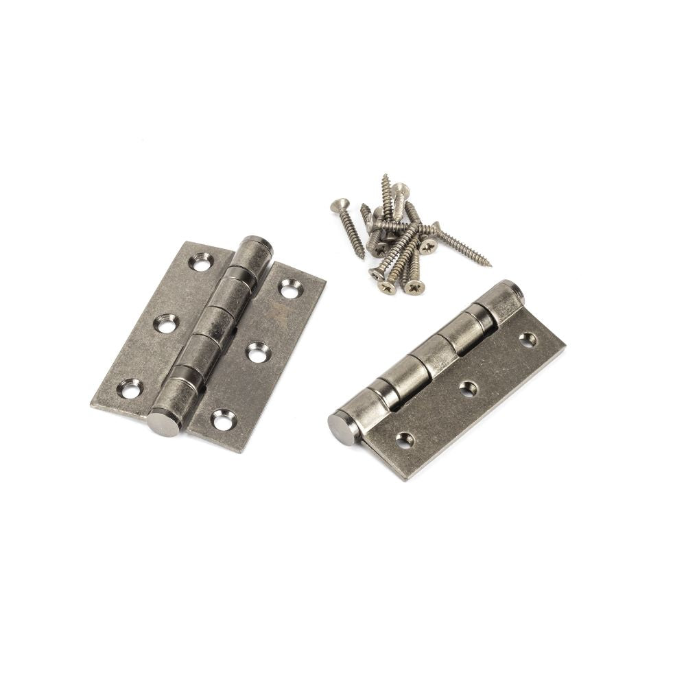 This is an image showing From The Anvil - Pewter 3" Ball Bearing Butt Hinge (Pair) ss available from T.H Wiggans Architectural Ironmongery, quick delivery and discounted prices