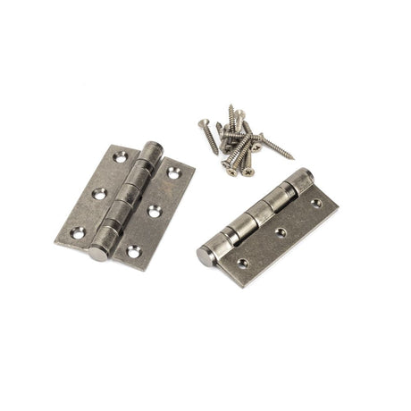 This is an image showing From The Anvil - Pewter 3" Ball Bearing Butt Hinge (Pair) ss available from T.H Wiggans Architectural Ironmongery, quick delivery and discounted prices
