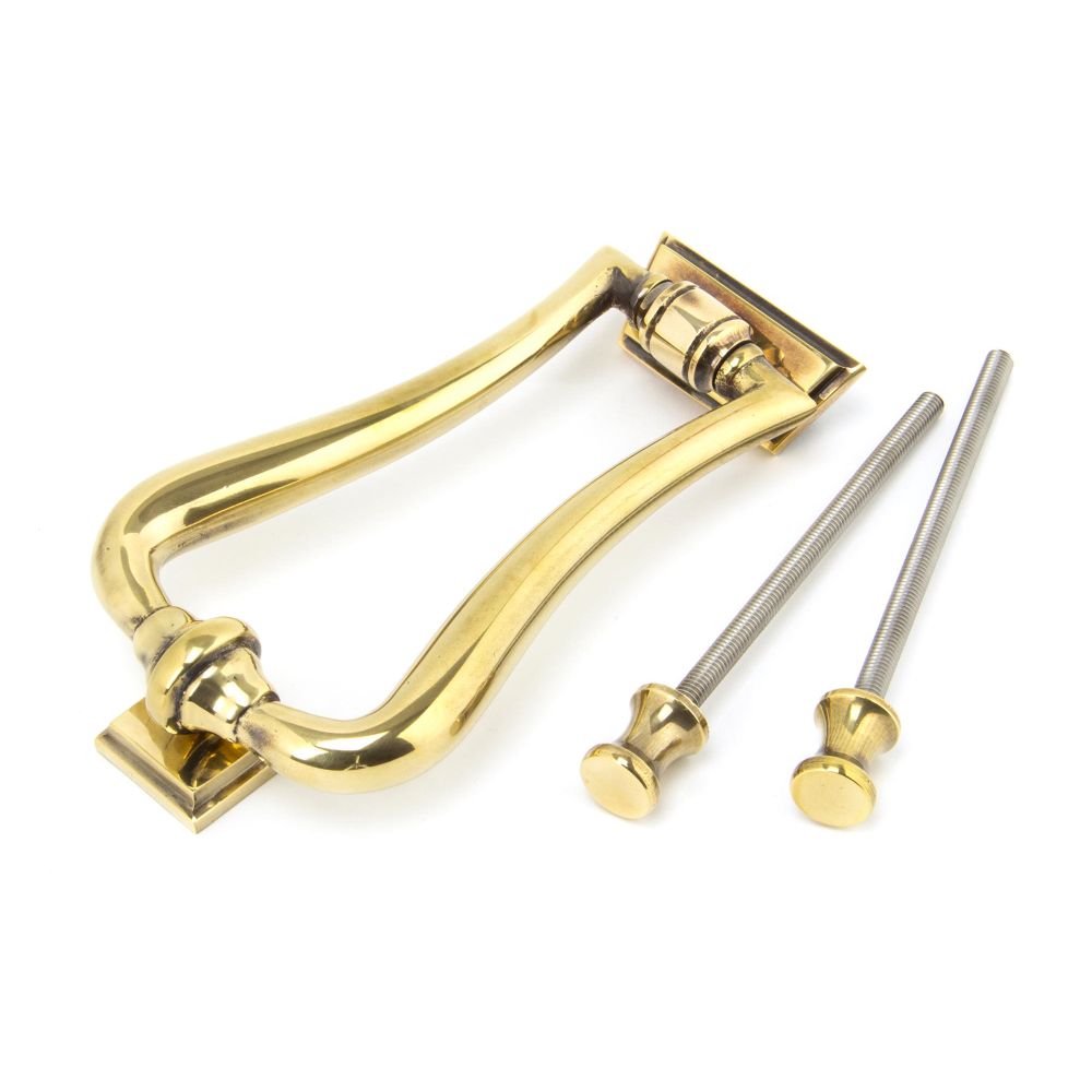 This is an image of From The Anvil - Aged Brass Slimline Art Deco Door Knocker available to order from T.H Wiggans Architectural Ironmongery in Kendal, quick delivery and discounted prices.