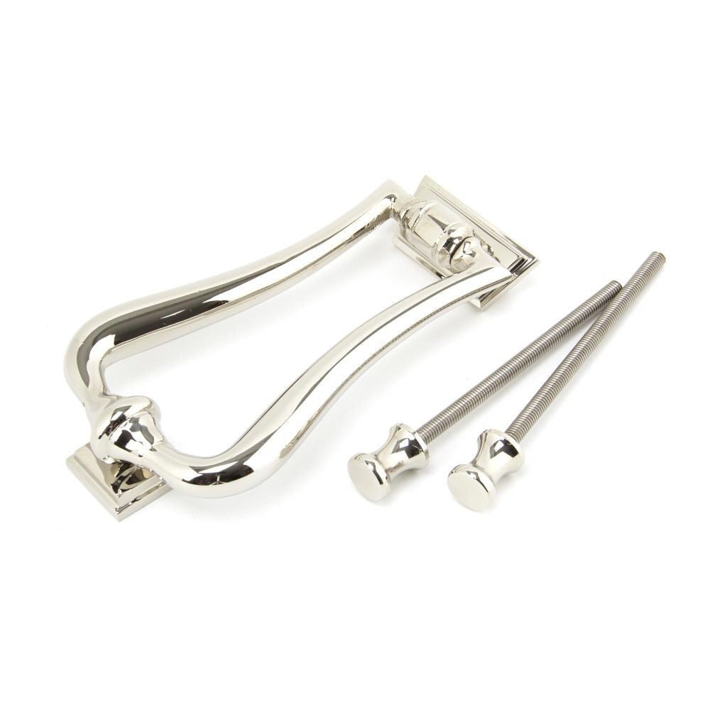 This is an image of From The Anvil - Polished Nickel Slimline Art Deco Door Knocker available to order from T.H Wiggans Architectural Ironmongery in Kendal, quick delivery and discounted prices.