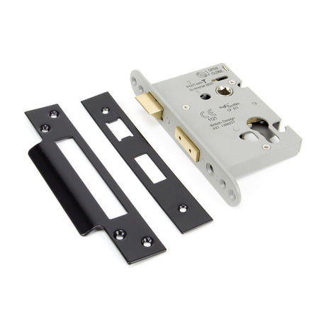 This is an image showing From The Anvil - Black 3" Euro Profile Sash Lock available from T.H Wiggans Architectural Ironmongery in Kendal, quick delivery and discounted prices