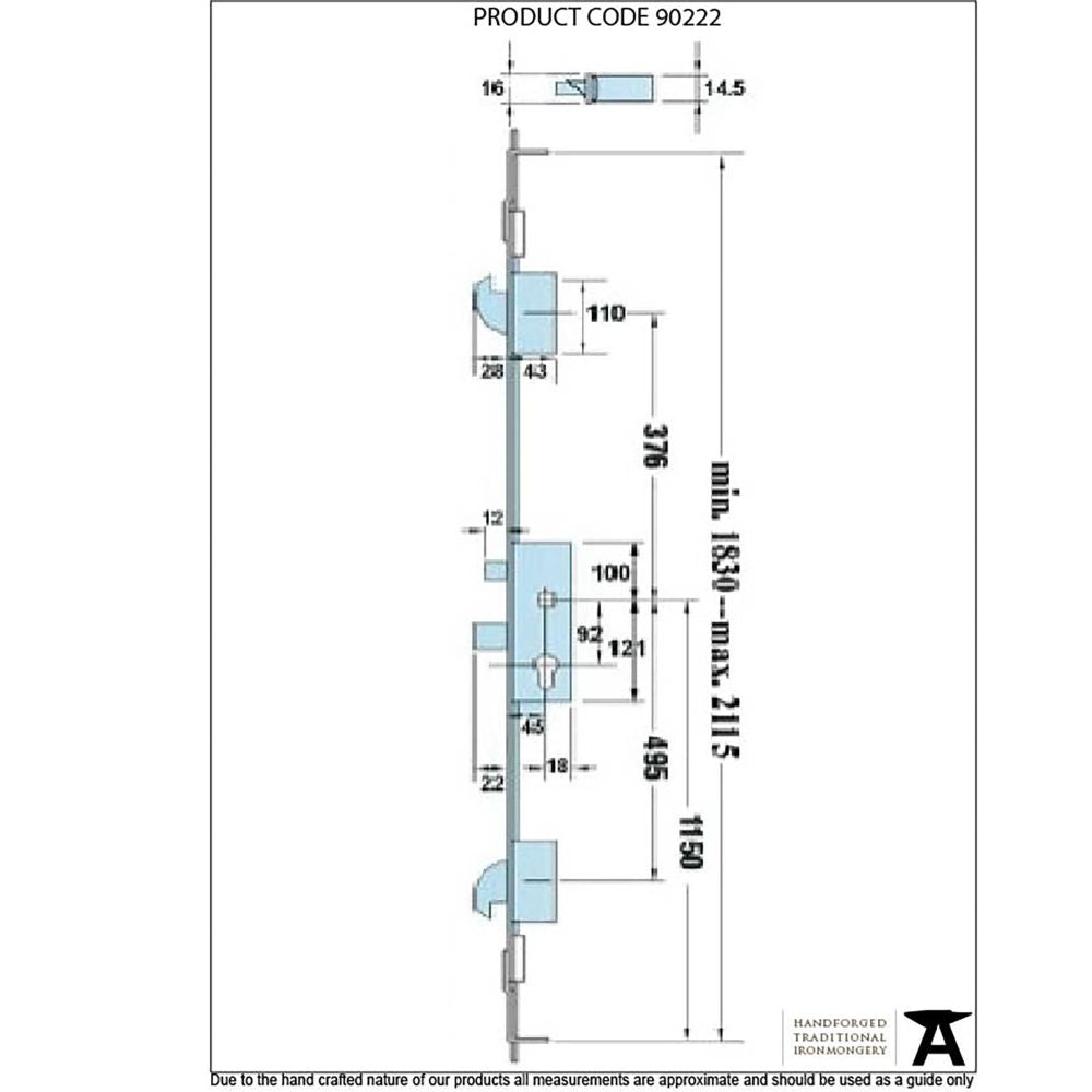 This is an image showing From The Anvil - SS French Door Multipoint Lock Kit 57mm Door available from T.H Wiggans Architectural Ironmongery in Kendal, quick delivery and discounted prices