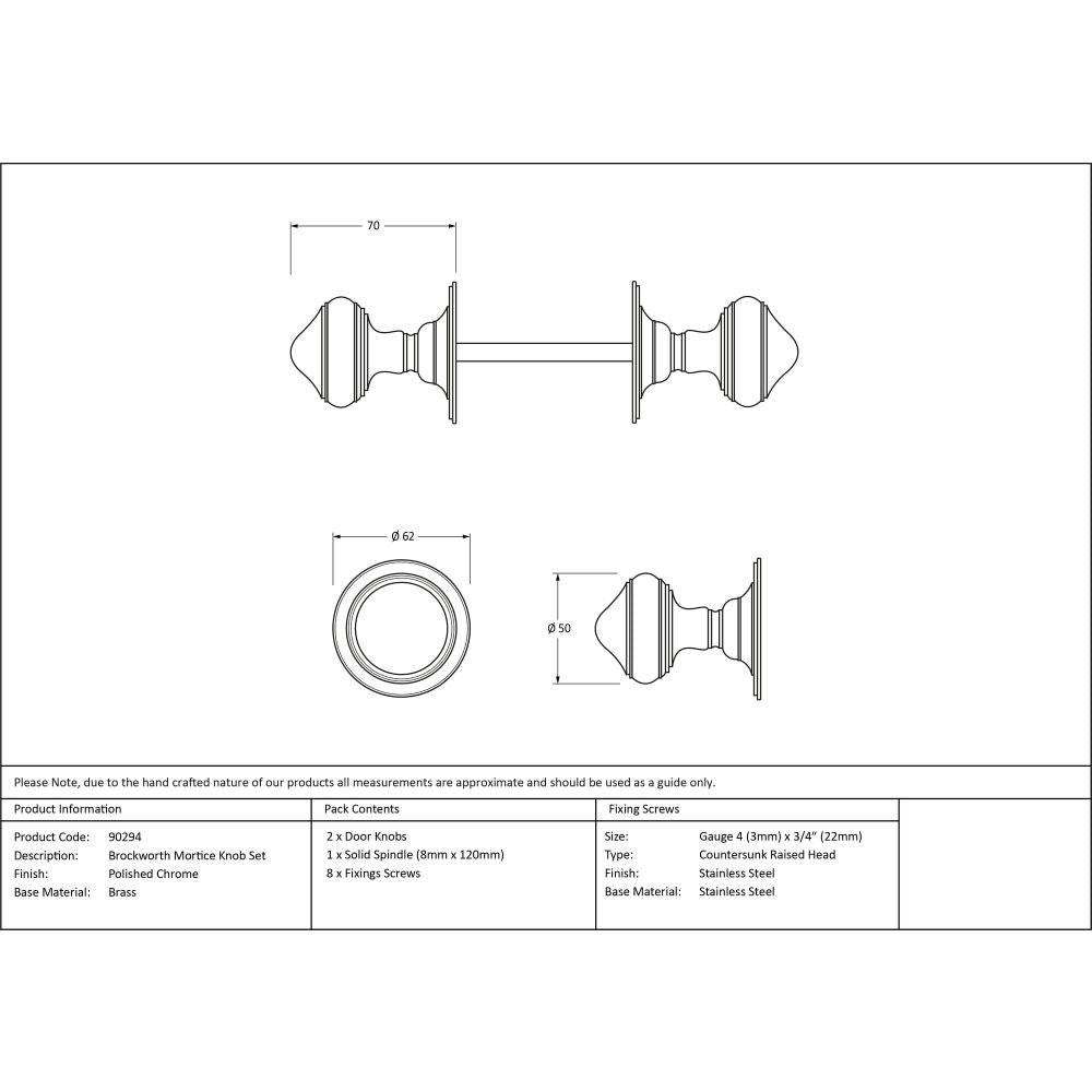 This is an image showing From The Anvil - Polished Chrome Brockworth Mortice Knob Set available from trade door handles, quick delivery and discounted prices