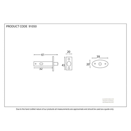 This is an image showing From The Anvil - Electro Brassed Security Door Bolt available from T.H Wiggans Architectural Ironmongery in Kendal, quick delivery and discounted prices