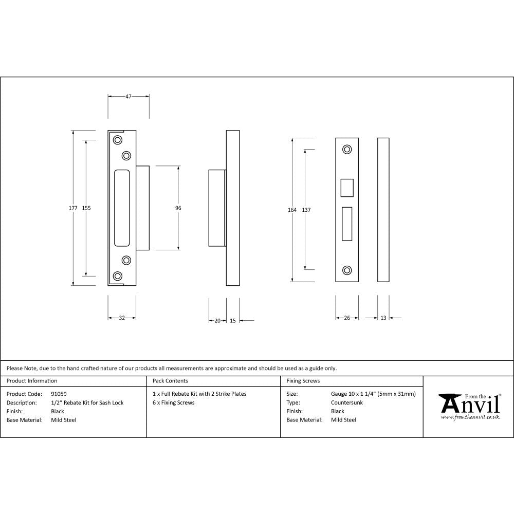 This is an image showing From The Anvil - Black ?" Rebate Kit for Sash Lock available from T.H Wiggans Architectural Ironmongery in Kendal, quick delivery and discounted prices