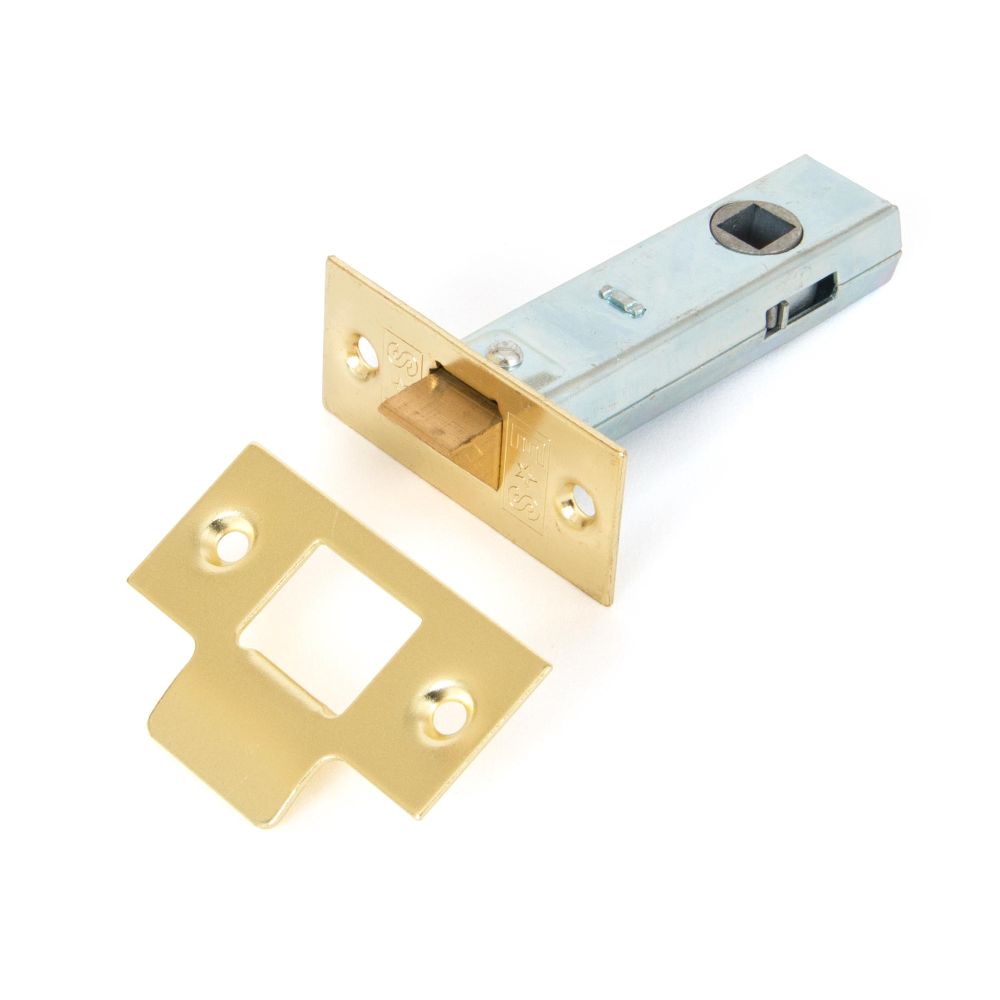 This is an image showing From The Anvil - Electro Brassed 3" Tubular Mortice Latch available from T.H Wiggans Architectural Ironmongery in Kendal, quick delivery and discounted prices