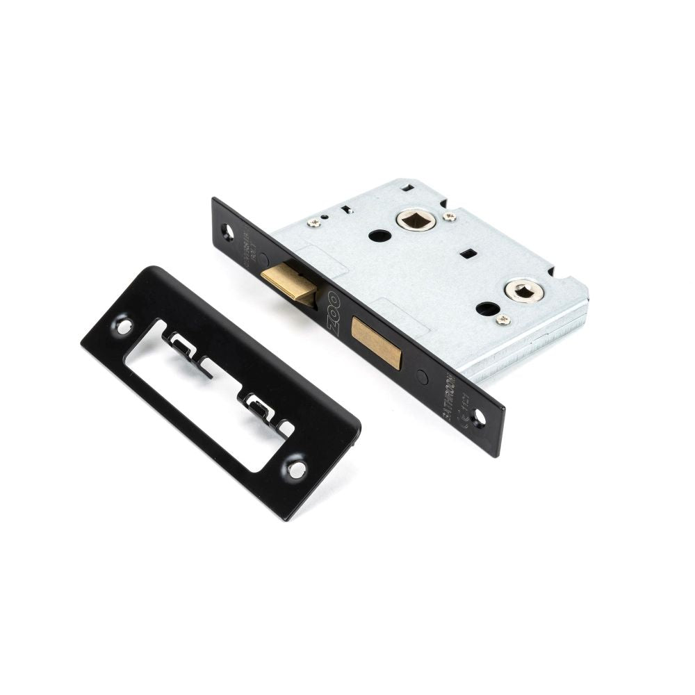 This is an image showing From The Anvil - Black 3" Bathroom Mortice Lock available from T.H Wiggans Architectural Ironmongery in Kendal, quick delivery and discounted prices
