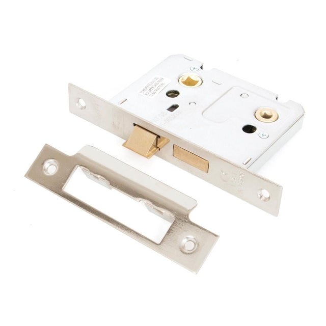 This is an image showing From The Anvil - Nickel 3" Bathroom Mortice Lock available from T.H Wiggans Architectural Ironmongery in Kendal, quick delivery and discounted prices