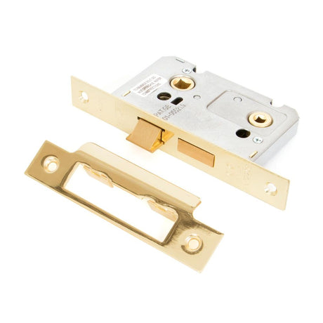 This is an image showing From The Anvil - Electro Brassed 2.5" Bathroom Mortice Lock available from T.H Wiggans Architectural Ironmongery in Kendal, quick delivery and discounted prices