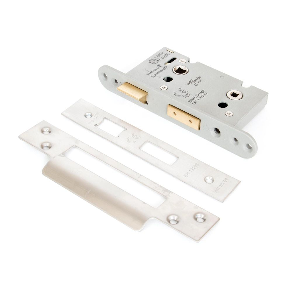 This is an image showing From The Anvil - SSS 2.5" Heavy Duty Bathroom Mortice Lock available from T.H Wiggans Architectural Ironmongery in Kendal, quick delivery and discounted prices