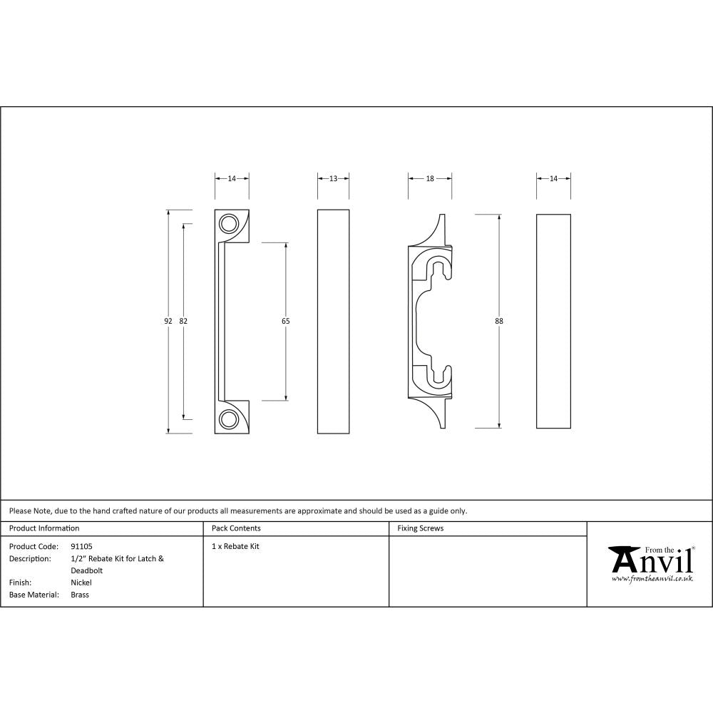 This is an image showing From The Anvil - Nickel 1/2" Rebate Kit Latch and Deadbolt available from T.H Wiggans Architectural Ironmongery in Kendal, quick delivery and discounted prices