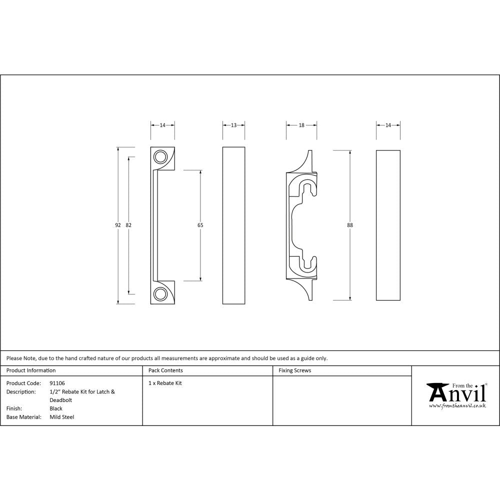 This is an image showing From The Anvil - Black 1/2" Rebate Kit for Latch and Deadbolt available from T.H Wiggans Architectural Ironmongery in Kendal, quick delivery and discounted prices