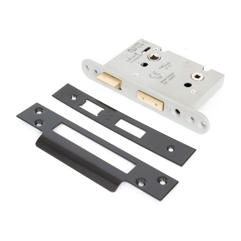 This is an image showing From The Anvil - Black 3" Heavy Duty Bathroom Mortice Lock available from T.H Wiggans Architectural Ironmongery in Kendal, quick delivery and discounted prices