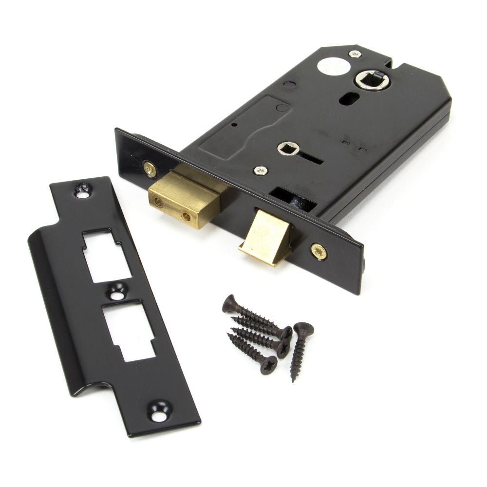 This is an image showing From The Anvil - Black 5" Horizontal Bathroom Lock available from T.H Wiggans Architectural Ironmongery in Kendal, quick delivery and discounted prices