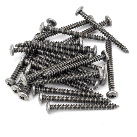 This is an image showing From The Anvil - Pewter 10x2" Round Head Screws (25) available from T.H Wiggans Architectural Ironmongery in Kendal, quick delivery and discounted prices