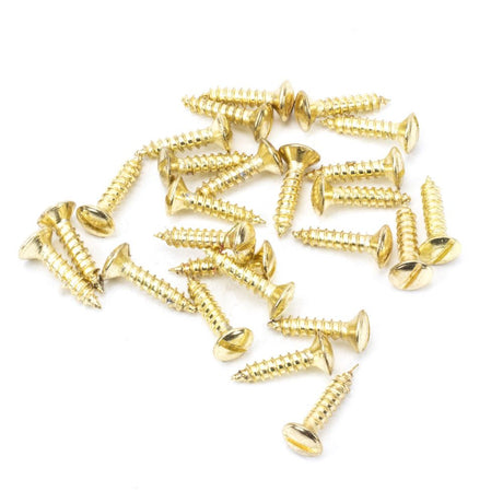 This is an image showing From The Anvil - Polished Brass SS 8x?" Countersunk Raised Head Screws (25) available from T.H Wiggans Architectural Ironmongery in Kendal, quick delivery and discounted prices