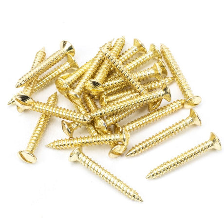 This is an image showing From The Anvil - Polished Brass SS 8x1?" Countersunk Raised Head Screws (25) available from T.H Wiggans Architectural Ironmongery in Kendal, quick delivery and discounted prices