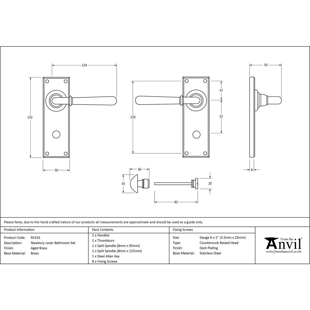 This is an image showing From The Anvil - Aged Brass Newbury Lever Bathroom Set available from trade door handles, quick delivery and discounted prices