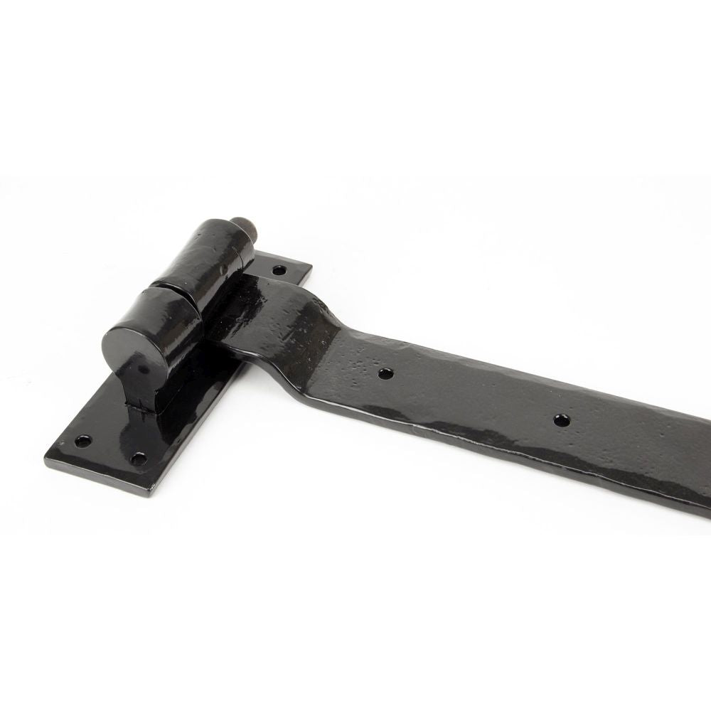 This is an image showing From The Anvil - Black 24" Hook & Band Hinge - Cranked (pair) available from T.H Wiggans Architectural Ironmongery, quick delivery and discounted prices