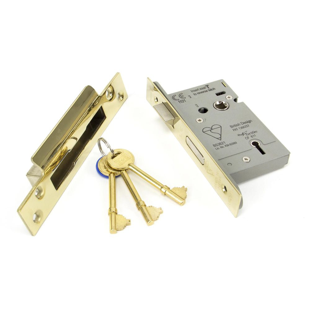This is an image showing From The Anvil - PVD 3" Heavy Duty BS Sash Lock available from T.H Wiggans Architectural Ironmongery in Kendal, quick delivery and discounted prices